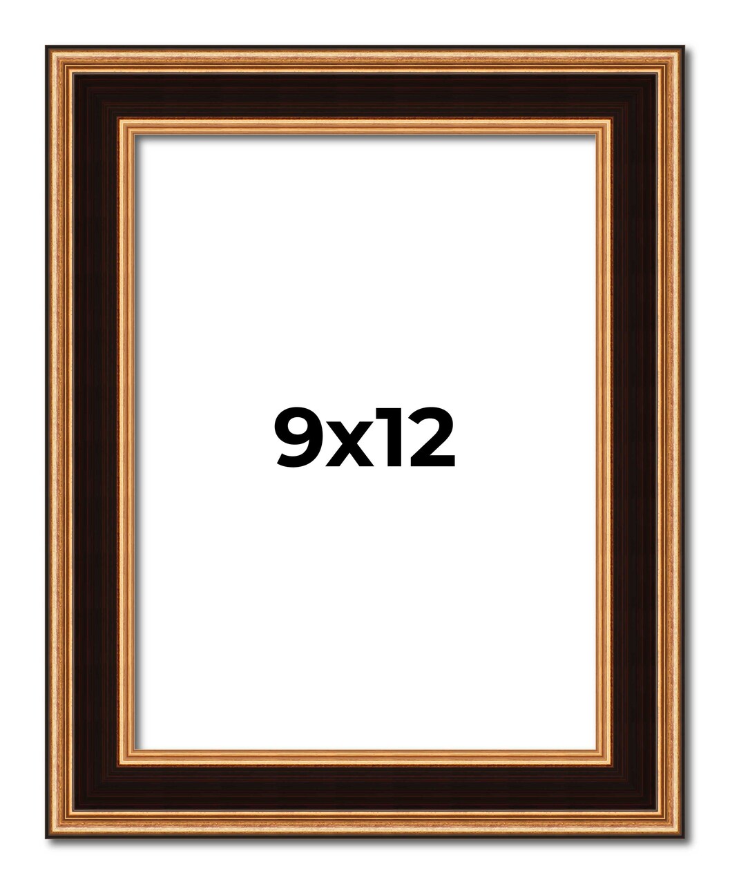 Photo Size Weathered Gold Picture Frame - UV Acrylic, Foam Board Backing, Hanging Hardware
